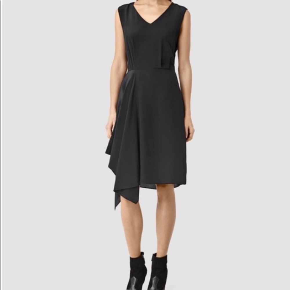 👗 AllSaints Black Asymmetric Dress Size 2